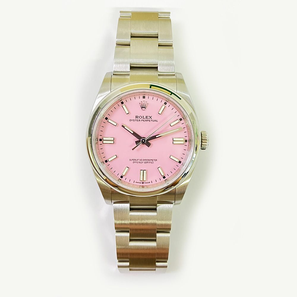 Rolex Oyster Perpetual Candy Pink Custom Dial on Oyster Ref 126000 with New Style Card Green 2023