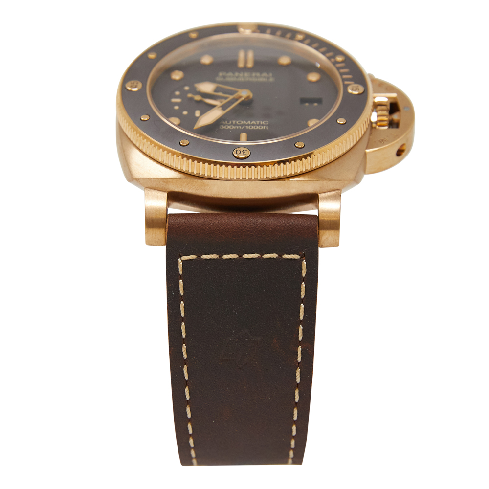 Panerai Submersible Bronzo Brown Dial on Leather Strap Ref PAM00968