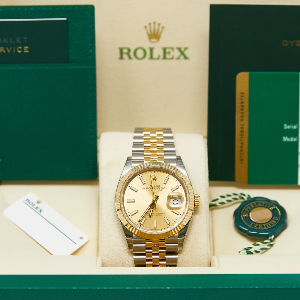 Rolex Datejust Champagne Index Dial on Jubilee Ref 126233 with New Style Card White 2020