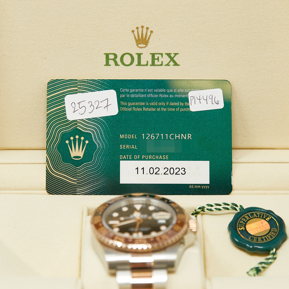Rolex GMT-Master II Root Beer Black Dial on Oyster Ref 126711CHNR with New Style Card White 2023