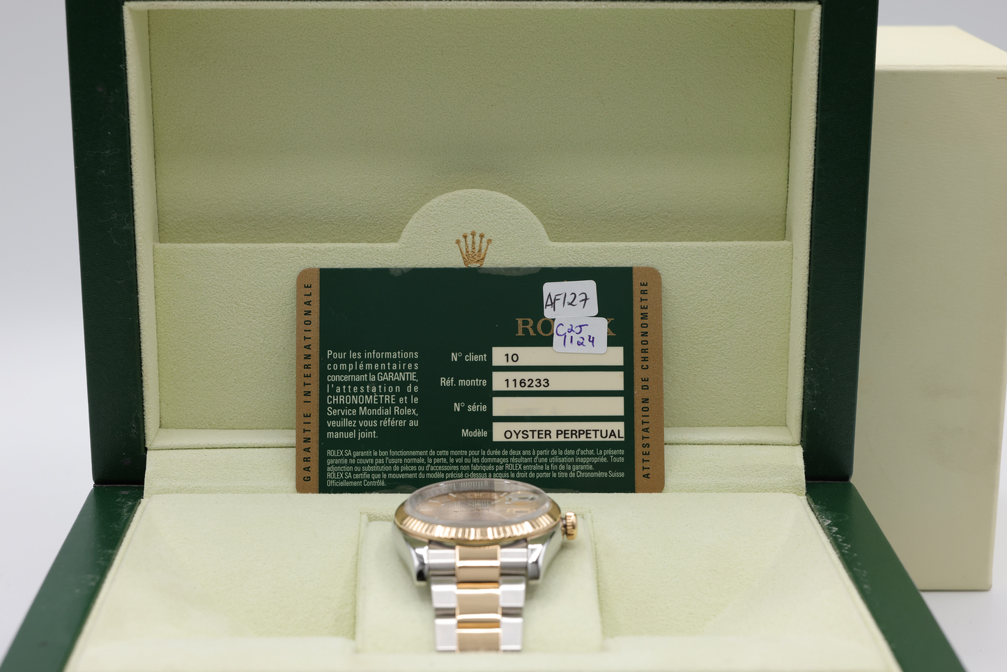 Rolex Datejust Champagne Stick Dial on Oyster Ref 116233