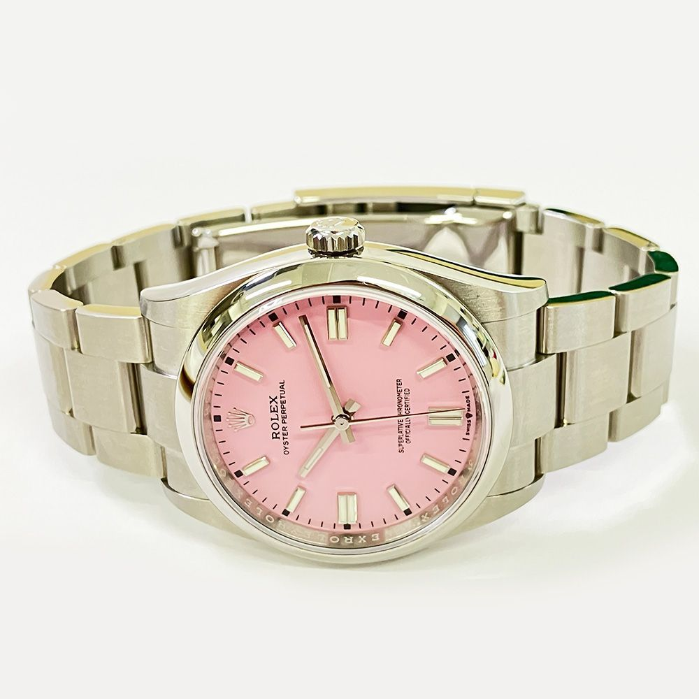 Rolex Oyster Perpetual Candy Pink Custom Dial on Oyster Ref 126000 with New Style Card Green 2023