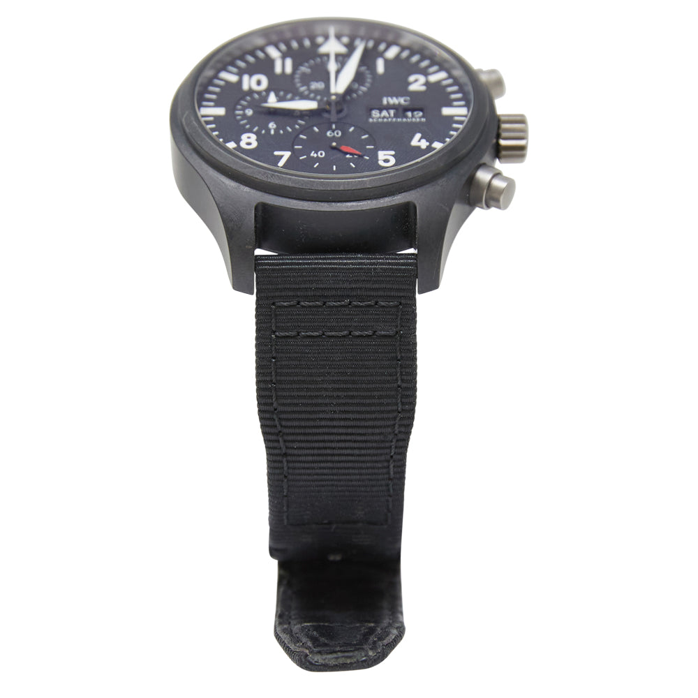 IWC Pilot's Watch Chronograph "TOP GUN" Day-Date Black Dial on Textile Strap Ref IW389101