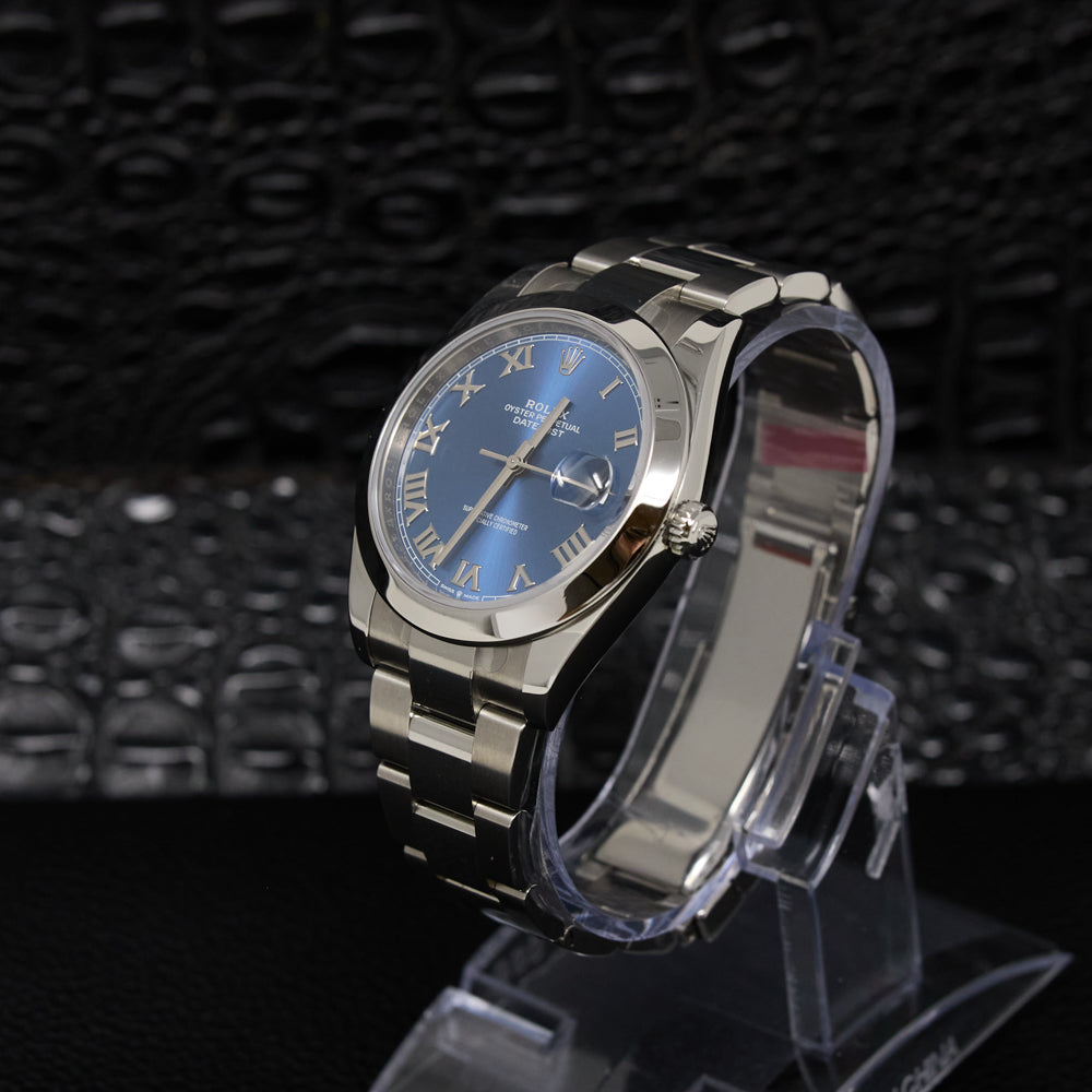 Rolex Datejust 41 Blue Roman Dial on Oyster Ref 126300 with New Style Card Green 2021