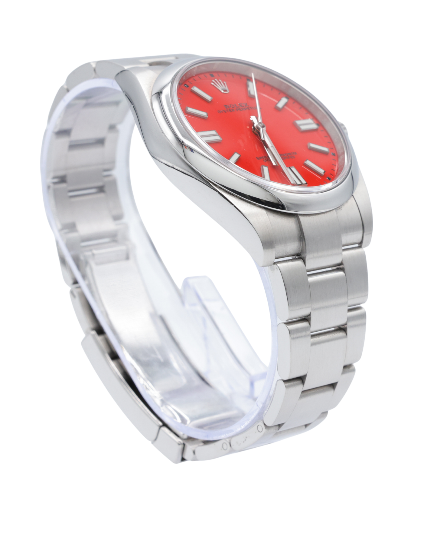 Rolex Oyster Perpetual 41 Coral Red Index Dial on Oyster Ref 124300