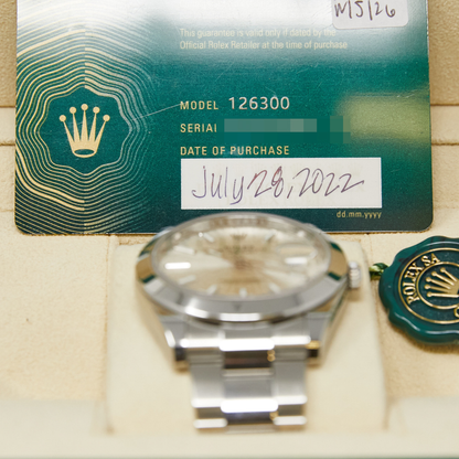 Rolex Datejust 41 Silver Index Dial on Oyster Ref 126300