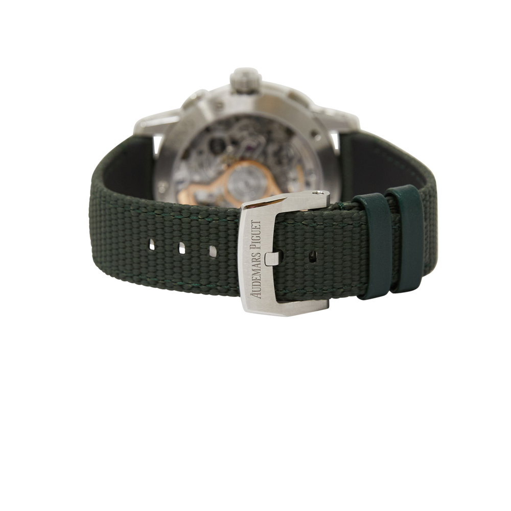 Audemars Piguet Code 11.59 Chronograph Green Dial on Rubber Strap Ref 26393ST.OO.A056KB.01 with Card