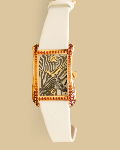 Patek Philippe Gondolo Serata Zebra Motif Dial on Calfskin, Satin Finish, Brushed White Ref 4962/200R-010