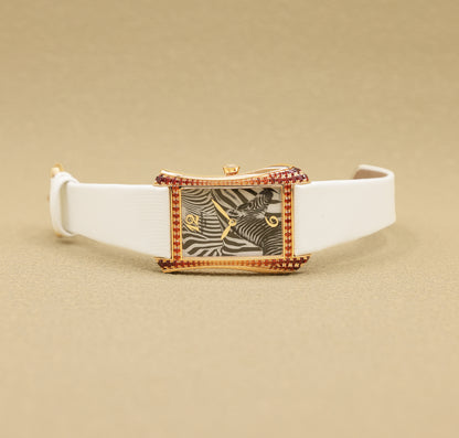 Patek Philippe Gondolo Serata Zebra Motif Dial on Calfskin, Satin Finish, Brushed White Ref 4962/200R-010