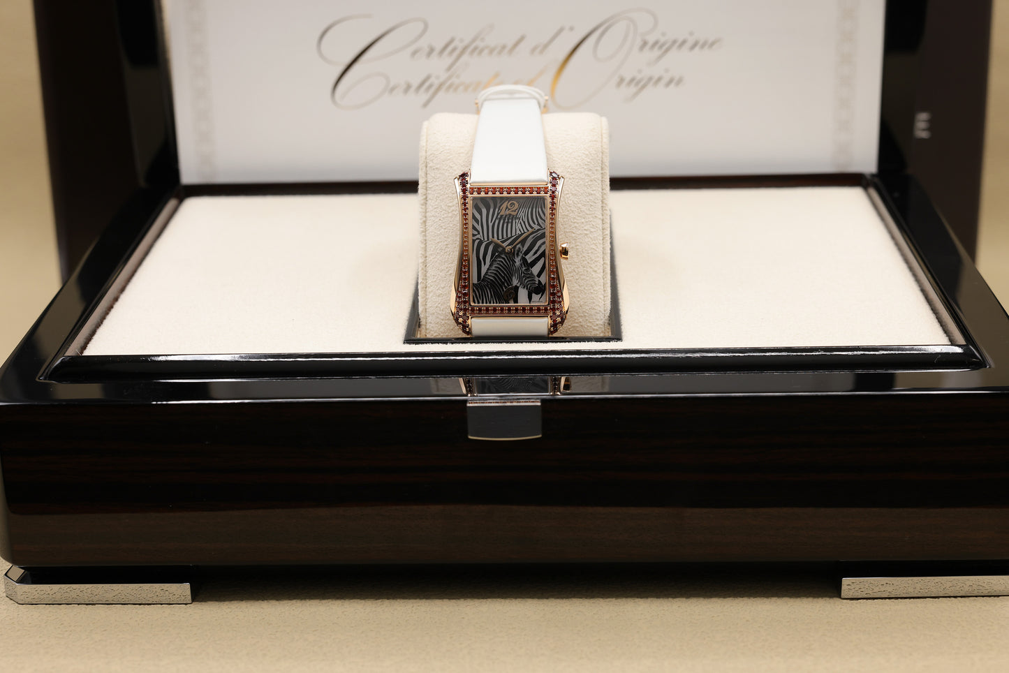 Patek Philippe Gondolo Serata Zebra Motif Dial on Calfskin, Satin Finish, Brushed White Ref 4962/200R-010