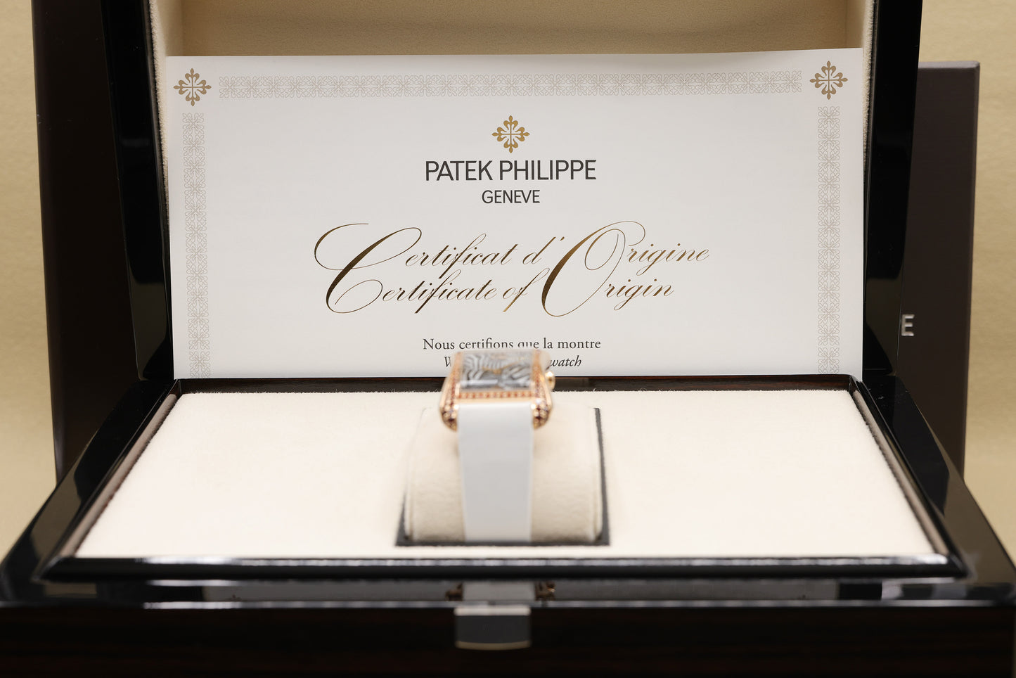 Patek Philippe Gondolo Serata Zebra Motif Dial on Calfskin, Satin Finish, Brushed White Ref 4962/200R-010