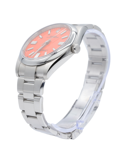 Rolex Oyster Perpetual 41 Coral Red Index Dial on Oyster Ref 124300