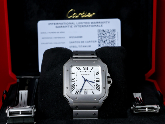 Cartier Santos De Cartier White Dial on Titanium Ref WSSA0089