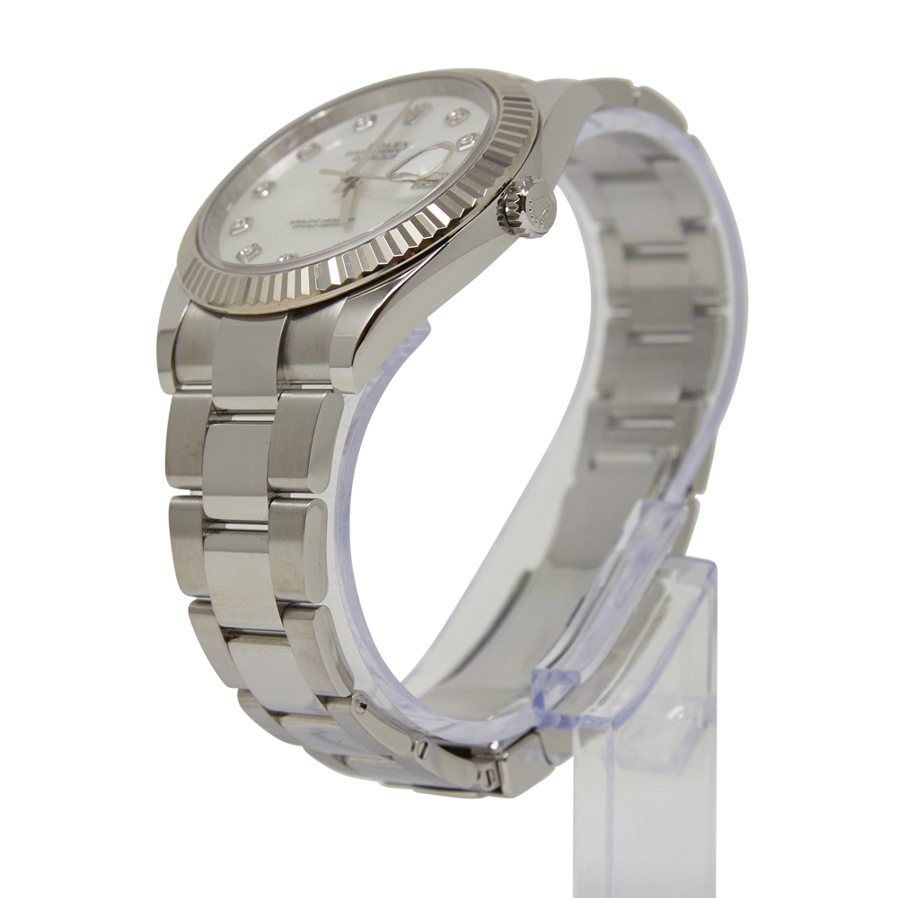 Rolex Datejust 41 White Mother Of Pearl Diamond Dial on Oyster Ref 126334