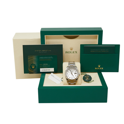 Rolex Datejust 41 White Mother Of Pearl Diamond Dial on Oyster Ref 126334