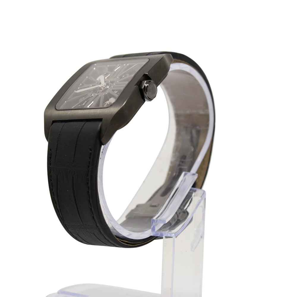 Cartier Cartier Santos-Dumont Skeleton Skeleton Dial on Black Leather Ref W2020052