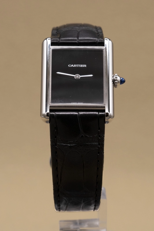 Cartier Tank Must Large Black Dial on Leather Ref. WSTA0108