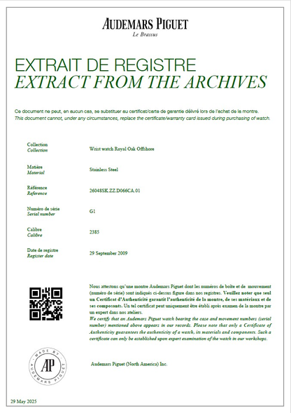 Audemars Piguet Offshore Self-Winding Chronograph Purple Dial on Rubber Ref 26048SK.ZZ.D066CA.01