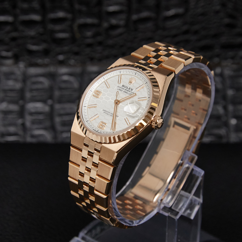 Rolex Land-Dweller 36 White Honeycomb Dial on Flat Jubilee Ref 127235