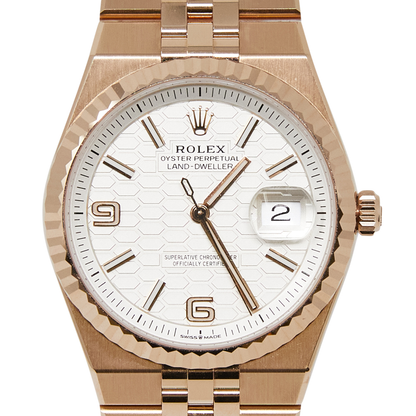 Rolex Land-Dweller 36 White Honeycomb Dial on Flat Jubilee Ref 127235