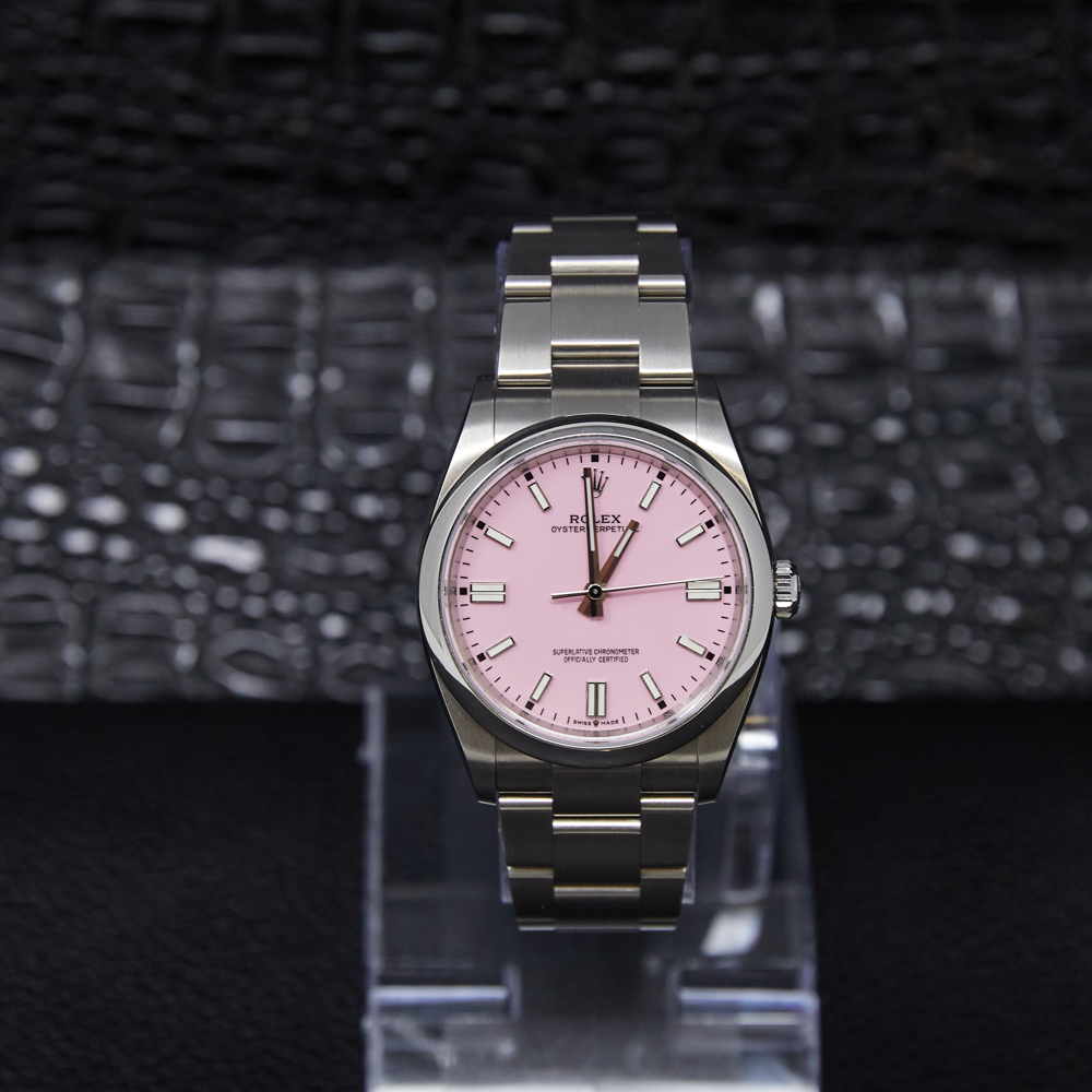 Rolex Oyster Perpetual Candy Pink Custom Dial on Oyster Ref 126000 with New Style Card Green 2023