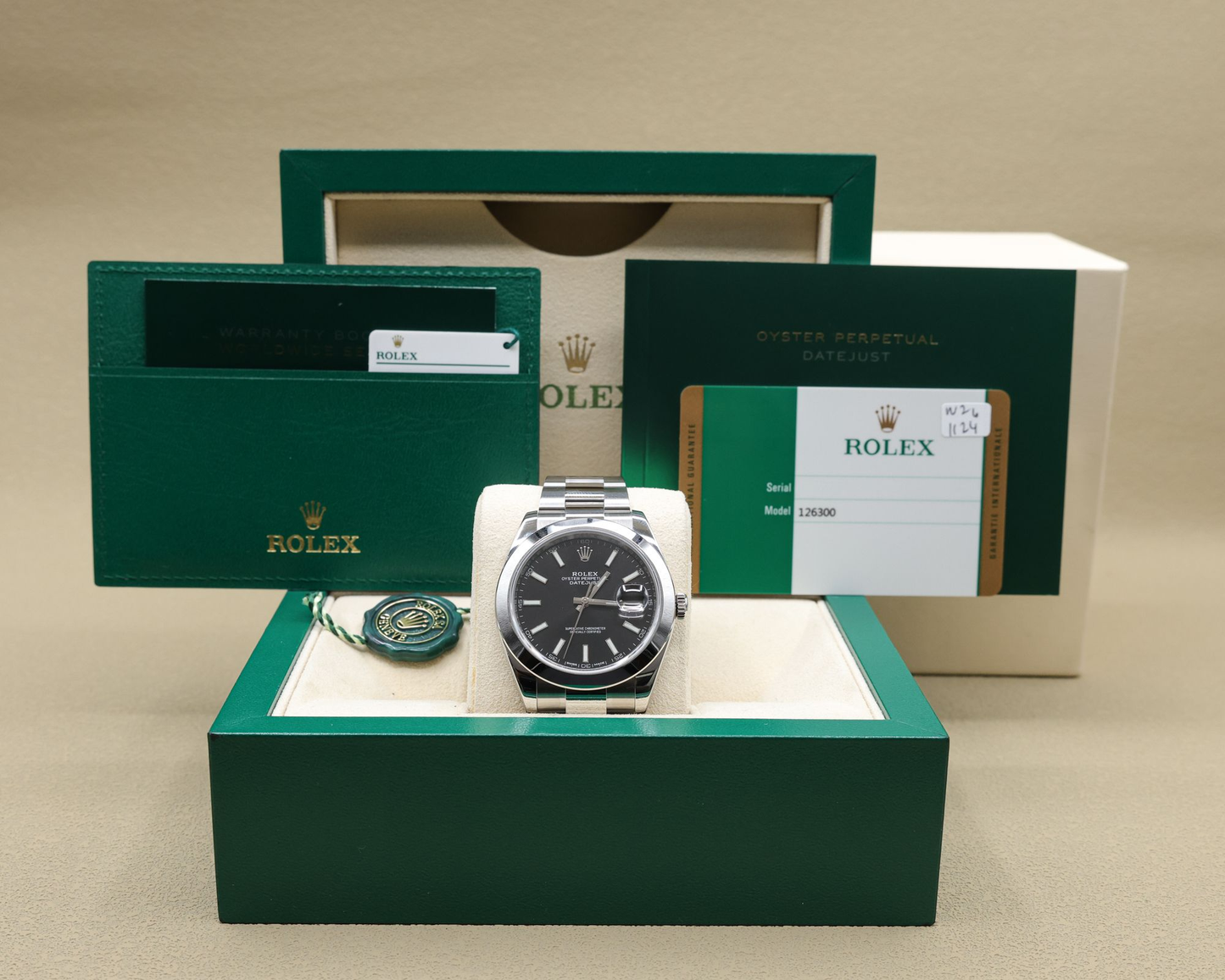 Rolex Datejust 41 Black Index Dial on Oyster Ref 126300