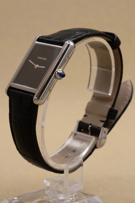 Cartier Tank Must Large Black Dial on Leather Ref. WSTA0108