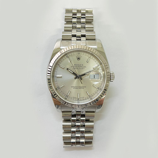 Rolex Datejust Silver Stick Dial on Jubilee Ref 116234