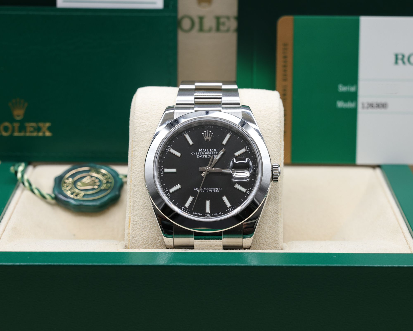 Rolex Datejust 41 Black Index Dial on Oyster Ref 126300