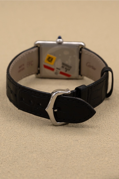 Cartier Tank Must Large Black Dial on Leather Ref. WSTA0108