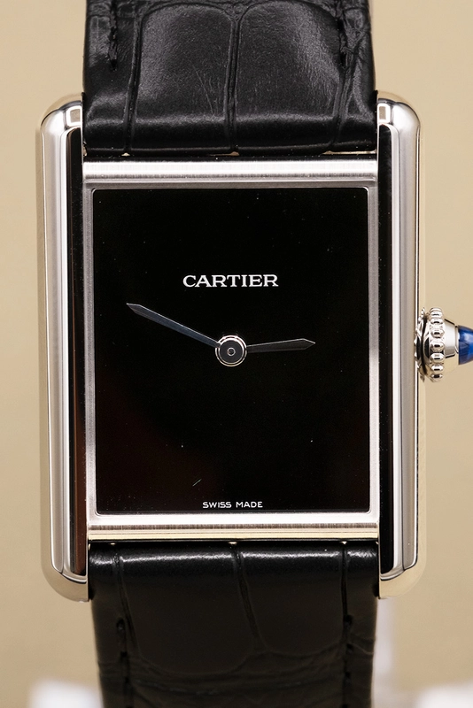 Cartier Tank Must Large Black Dial on Leather Ref. WSTA0108