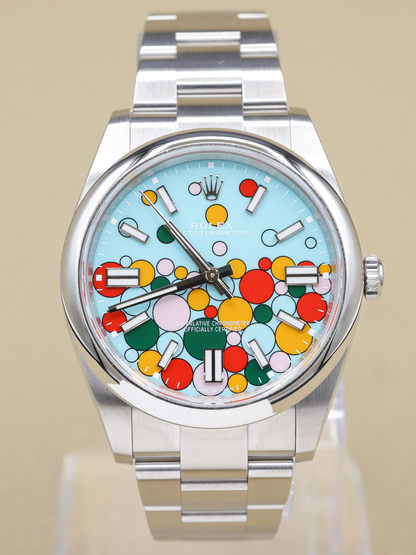 Rolex Oyster Perpetual 41 Turquoise Blue Celebration Index Dial on Oyster Ref 124300