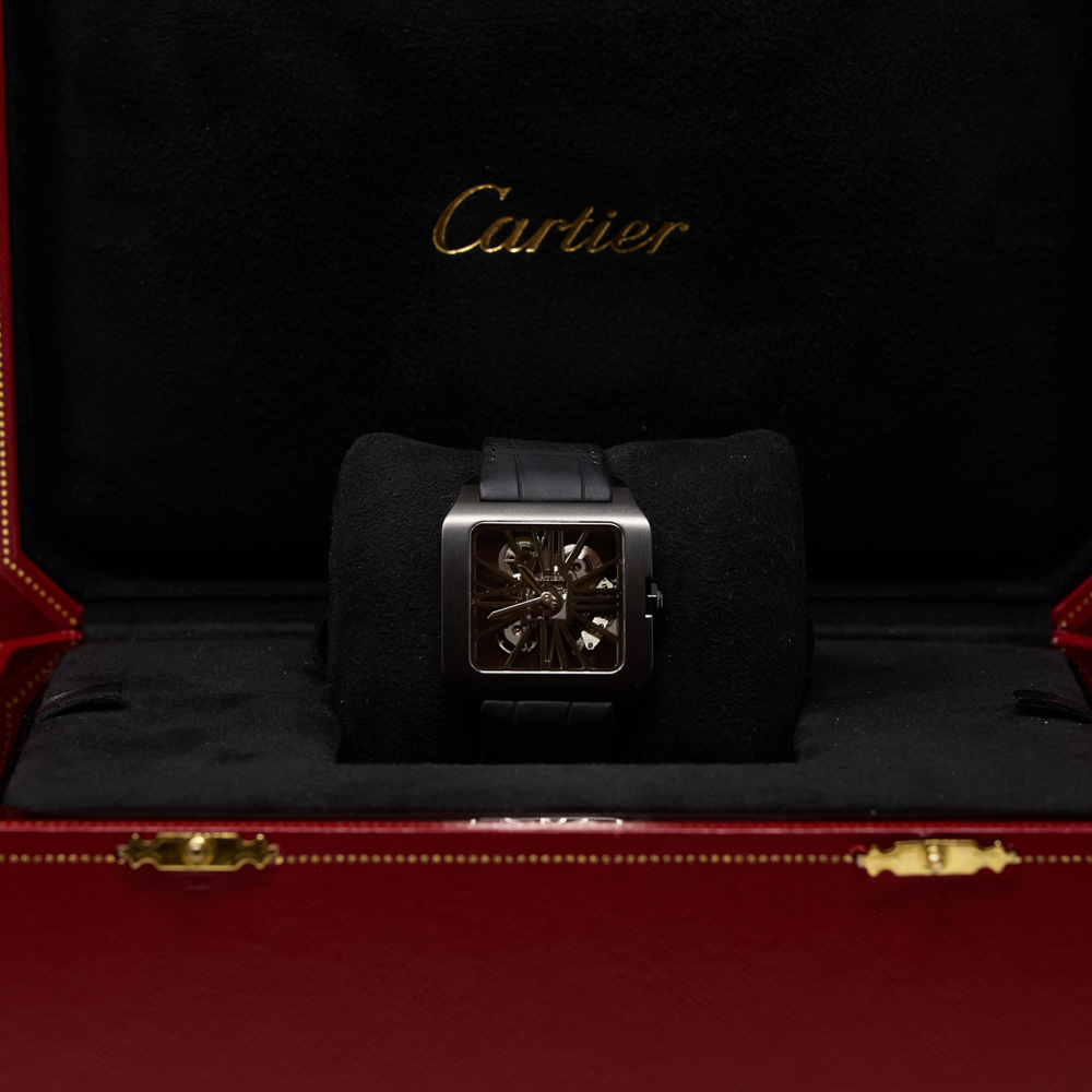 Cartier Cartier Santos-Dumont Skeleton Skeleton Dial on Black Leather Ref W2020052