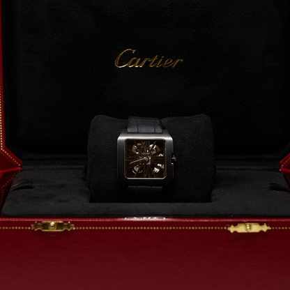 Cartier Cartier Santos-Dumont Skeleton Skeleton Dial on Black Leather Ref W2020052