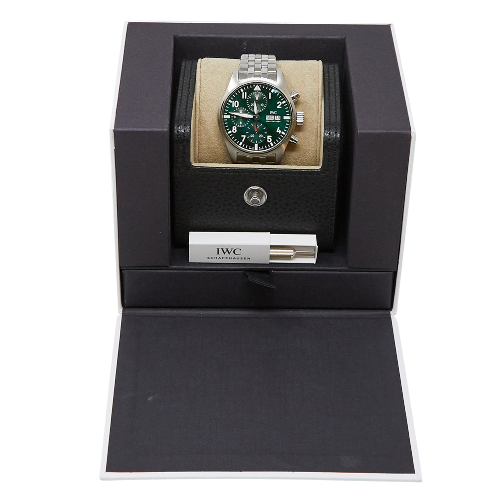 Iwc Pilot's Watch Chronograph 41 Green Dial on Bracelet Ref IW388104
