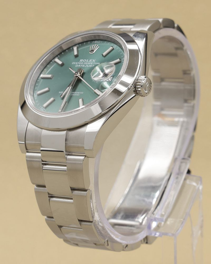 Rolex Datejust 41 Mint Green Index Dial on Oyster Ref 126300
