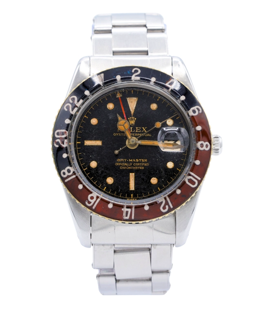 Rolex GMT-Master 38mm "Pepsi" Black Patina Dial on Oyster Ref 6542