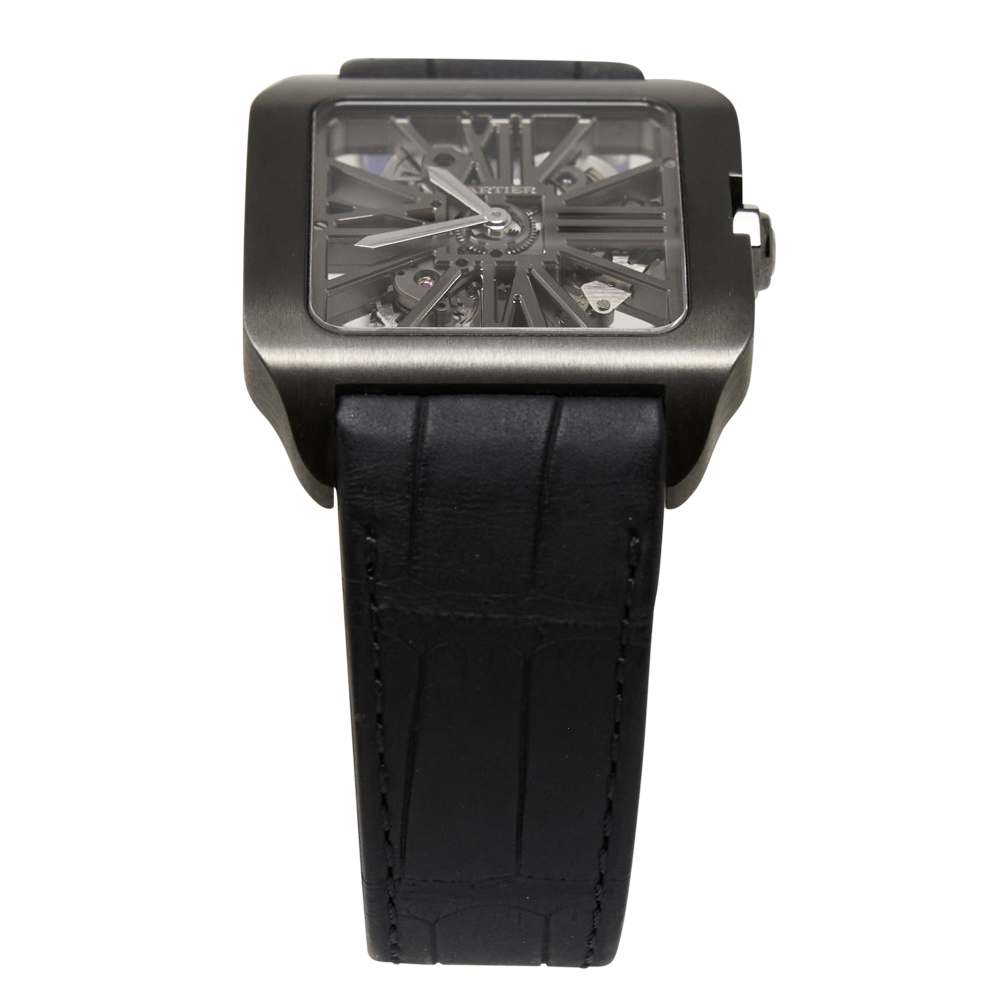 Cartier Cartier Santos-Dumont Skeleton Skeleton Dial on Black Leather Ref W2020052
