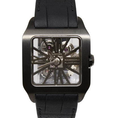 Cartier Cartier Santos-Dumont Skeleton Skeleton Dial on Black Leather Ref W2020052