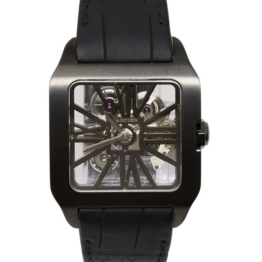 Cartier Cartier Santos-Dumont Skeleton Skeleton Dial on Black Leather Ref W2020052