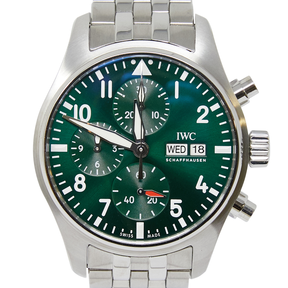 Iwc Pilot's Watch Chronograph 41 Green Dial on Bracelet Ref IW388104