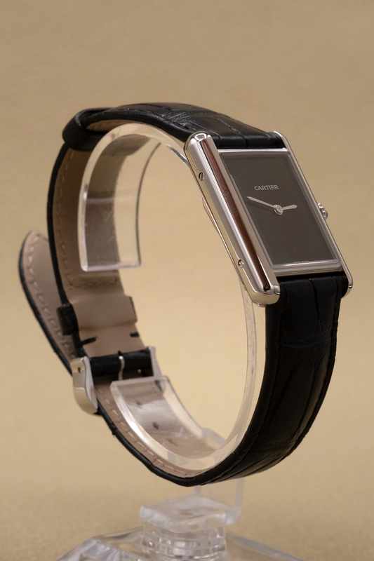 Cartier Tank Must Large Black Dial on Leather Ref. WSTA0108