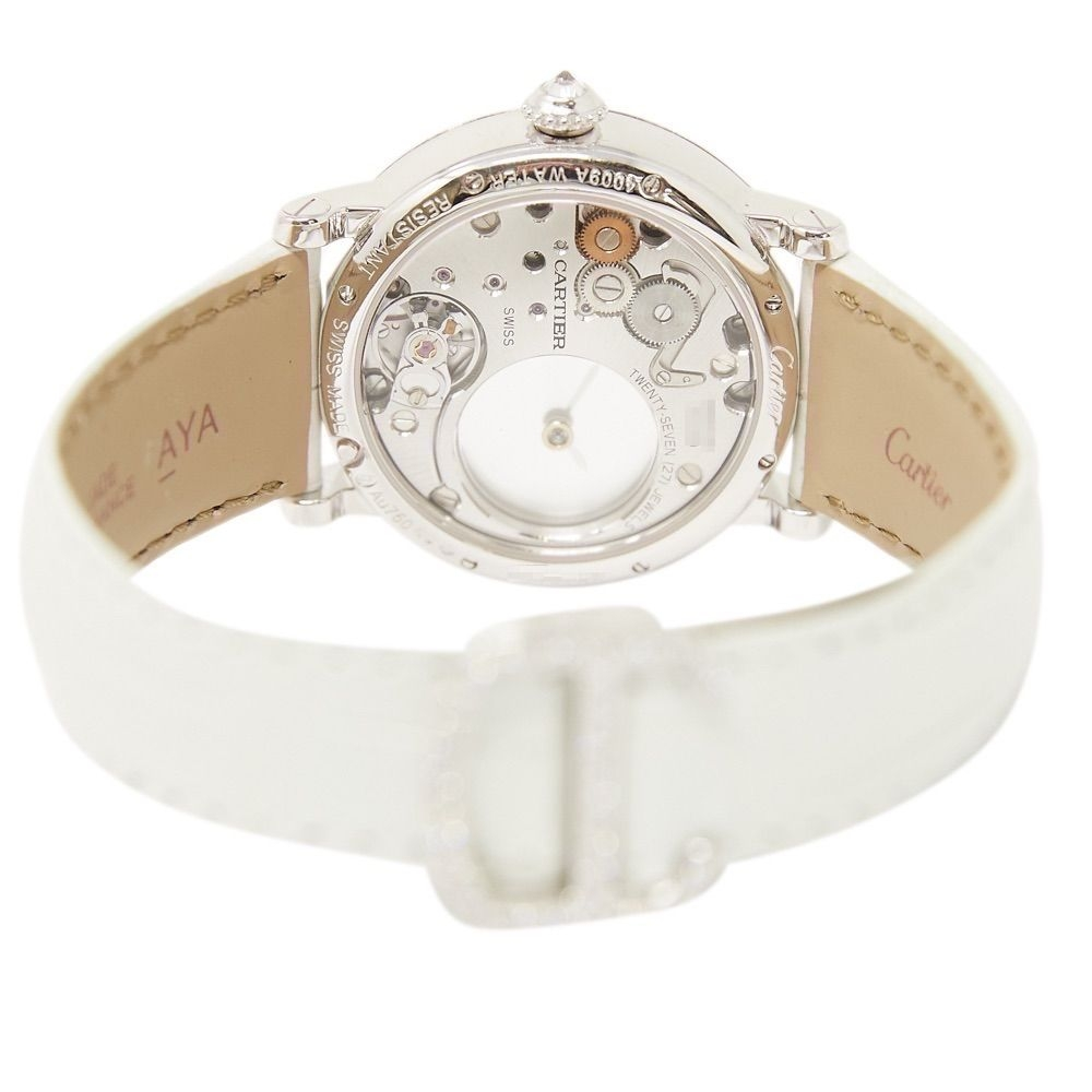 Cartier Rotonde de Cartier Mysterious Hour Blue Dial on White Crocodile Strap Ref HPI01197