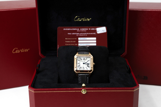 Cartier Santos Dumont Small Silver Dial on Leather Strap Ref WGSA0022