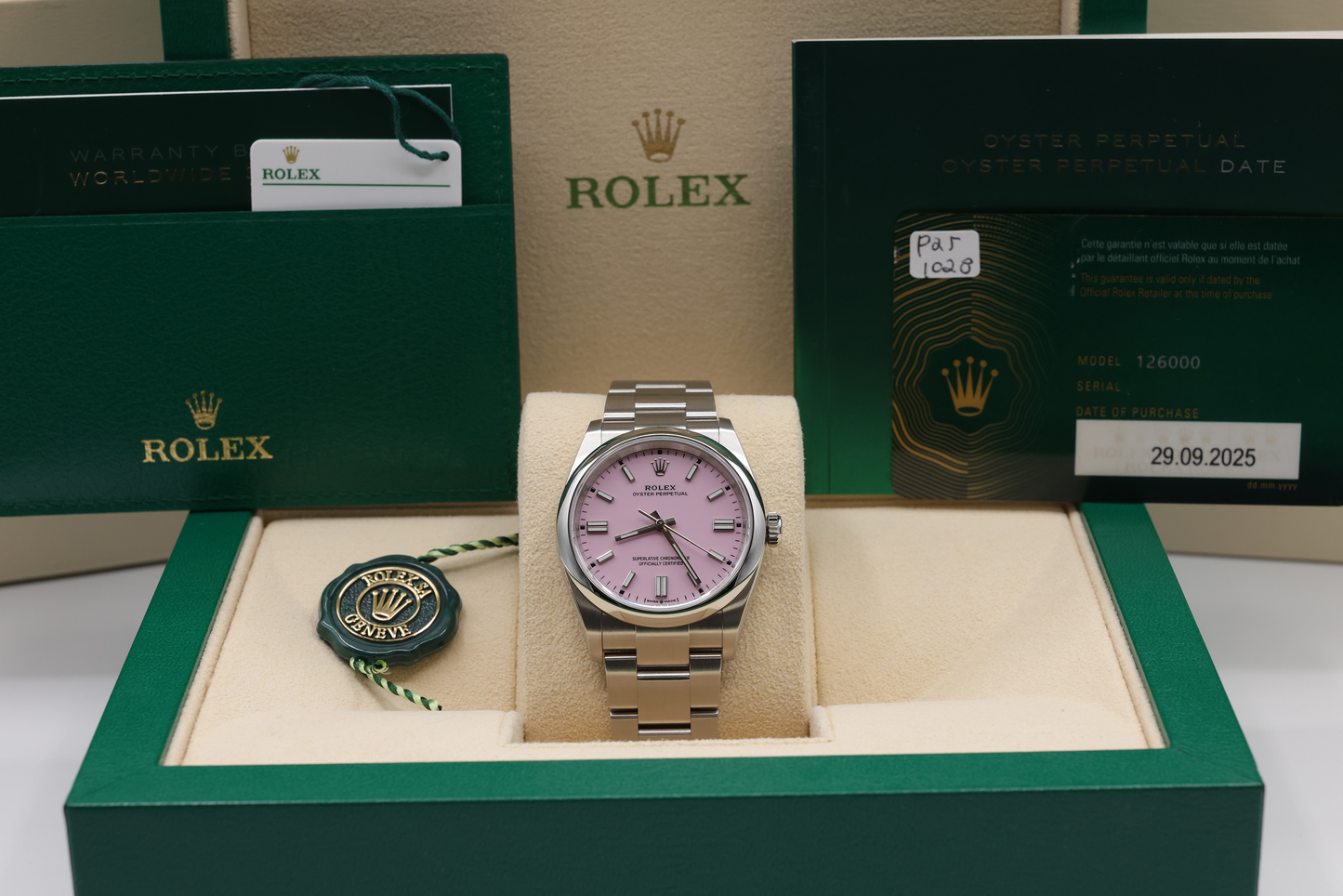 Rolex Oyster Perpetual 36 Candy Pink Index Dial on Oyster Ref 126000