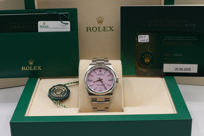 Rolex Oyster Perpetual 36 Candy Pink Index Dial on Oyster Ref 126000