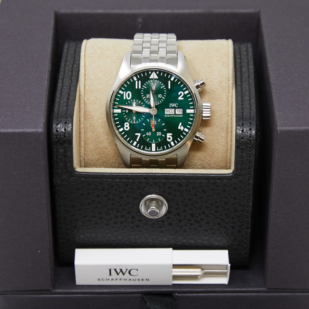 Iwc Pilot's Watch Chronograph 41 Green Dial on Bracelet Ref IW388104