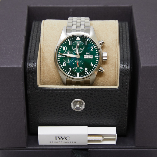 Iwc Pilot's Watch Chronograph 41 Green Dial on Bracelet Ref IW388104