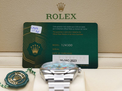 Rolex Oyster Perpetual 41 Turquoise Blue Celebration Index Dial on Oyster Ref 124300