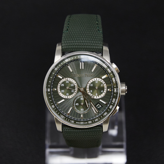 Audemars Piguet Code 11.59 Chronograph Green Dial on Rubber Strap Ref 26393ST.OO.A056KB.01 with Card